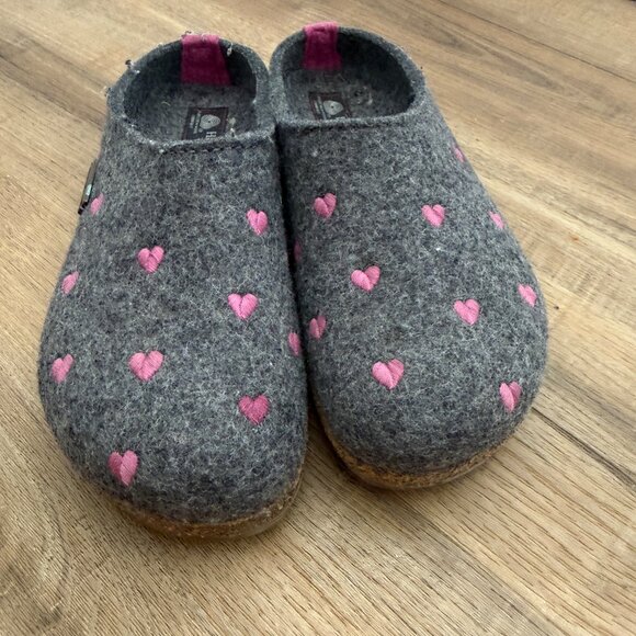 Haflinger Couricini Clogs Grey With Heart Embroidery Cozy Arch Support Wool 37 - Picture 4 of 9